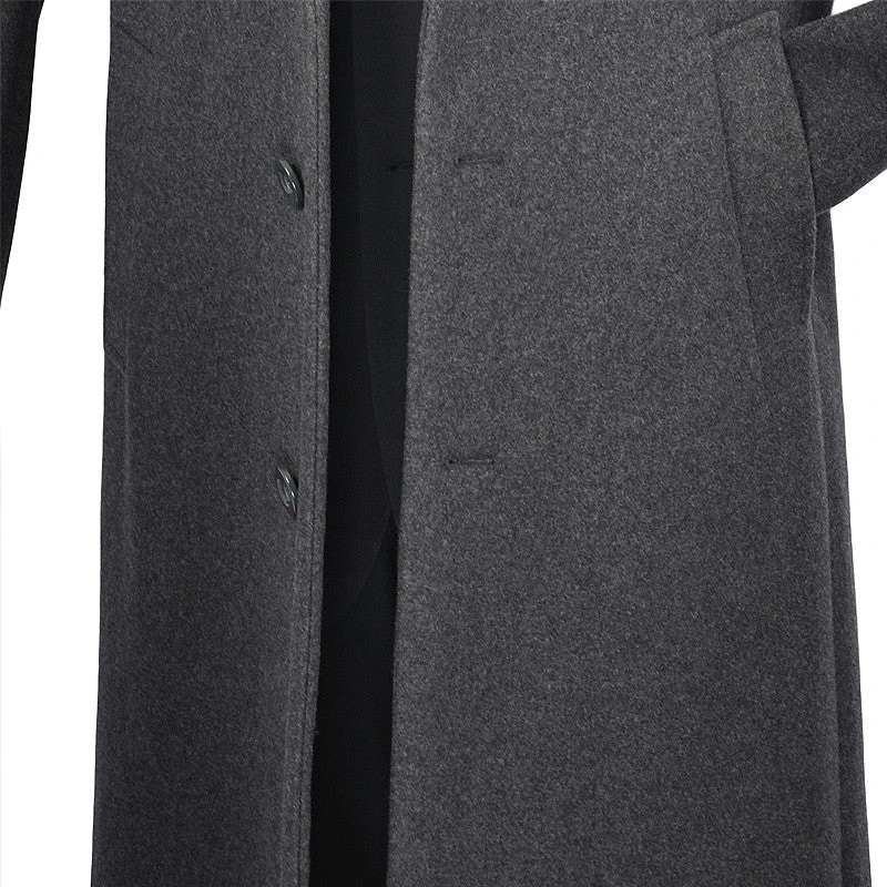 Milan Collection - Wool And Cashmere Regular Fit Dress Top Coat 48" Long In Charcoal 2 Milan Collection - Wool And Cashmere Regular Fit Dress Top Coat 48" Long In Charcoal - Image 2