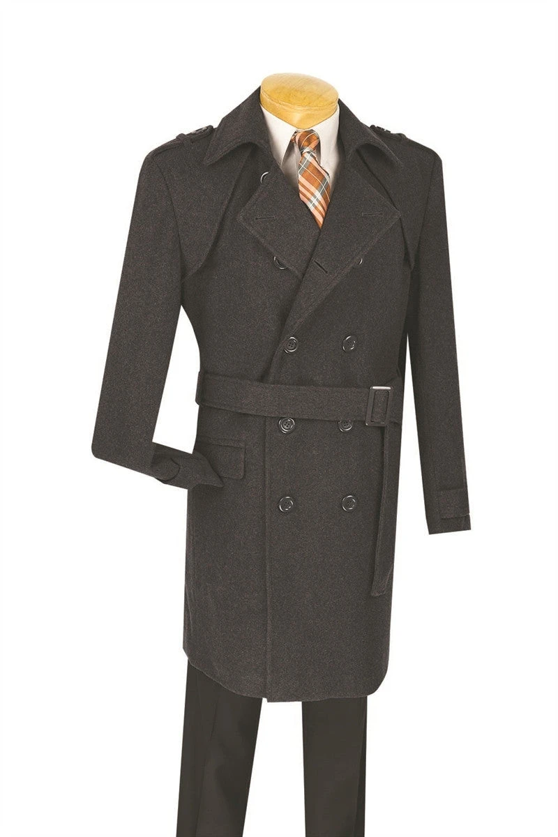 Men's Fall/Winter Slim Fit Double Breasted Top Coat In Charcoal 1 Men's Fall/Winter Slim Fit Double Breasted Top Coat In Charcoal