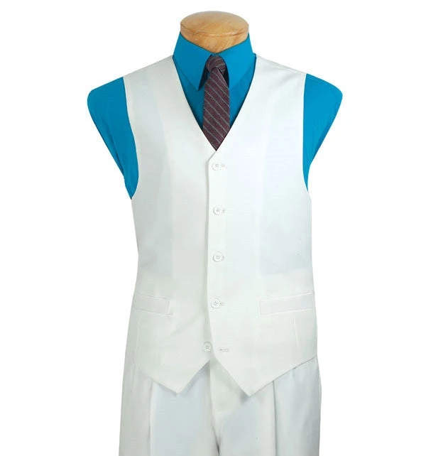 Men's Regular Fit Vest 5 Buttons In White 1 Men's Regular Fit Vest 5 Buttons In White