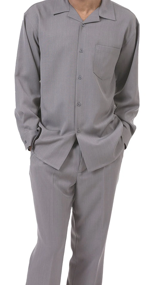 Men's 2 Piece Long Sleeve Walking Suit In Gray 1 Men's 2 Piece Long Sleeve Walking Suit In Gray