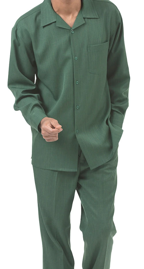 Men's 2 Piece Long Sleeve Walking Suit In Hunter Green 1 Men's 2 Piece Long Sleeve Walking Suit In Hunter Green