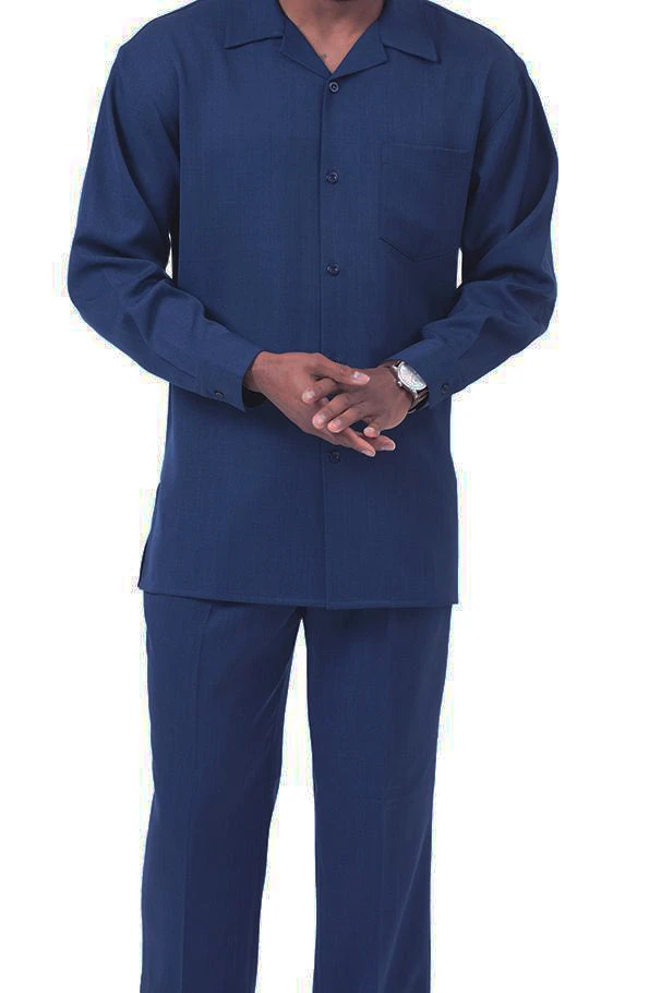 Men's 2 Piece Long Sleeve Walking Suit In Navy 1 Men's 2 Piece Long Sleeve Walking Suit In Navy