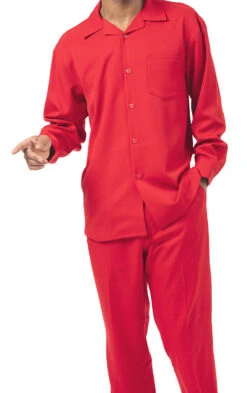 Men's 2 Piece Long Sleeve Walking Suit In Red