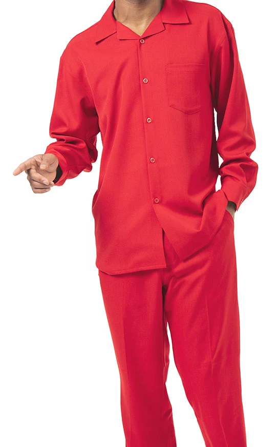 Men's 2 Piece Long Sleeve Walking Suit In Red 1 Men's 2 Piece Long Sleeve Walking Suit In Red