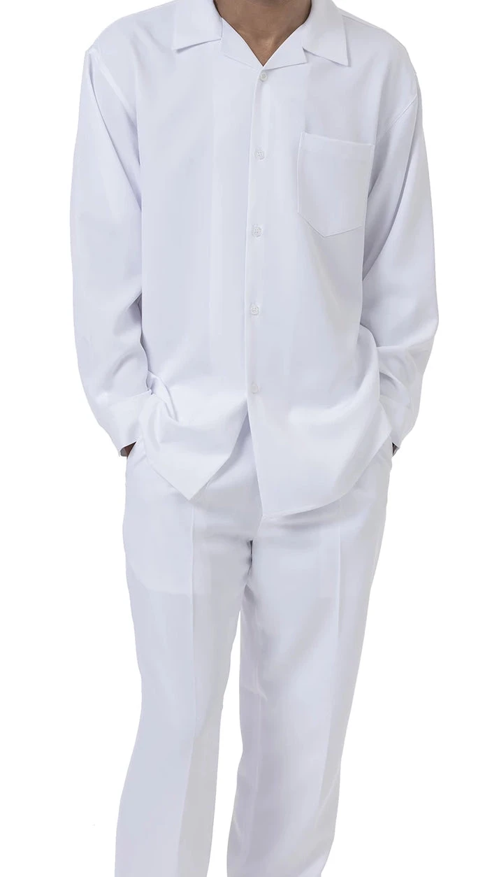 Men's 2 Piece Long Sleeve Walking Suit In White 1 Men's 2 Piece Long Sleeve Walking Suit In White
