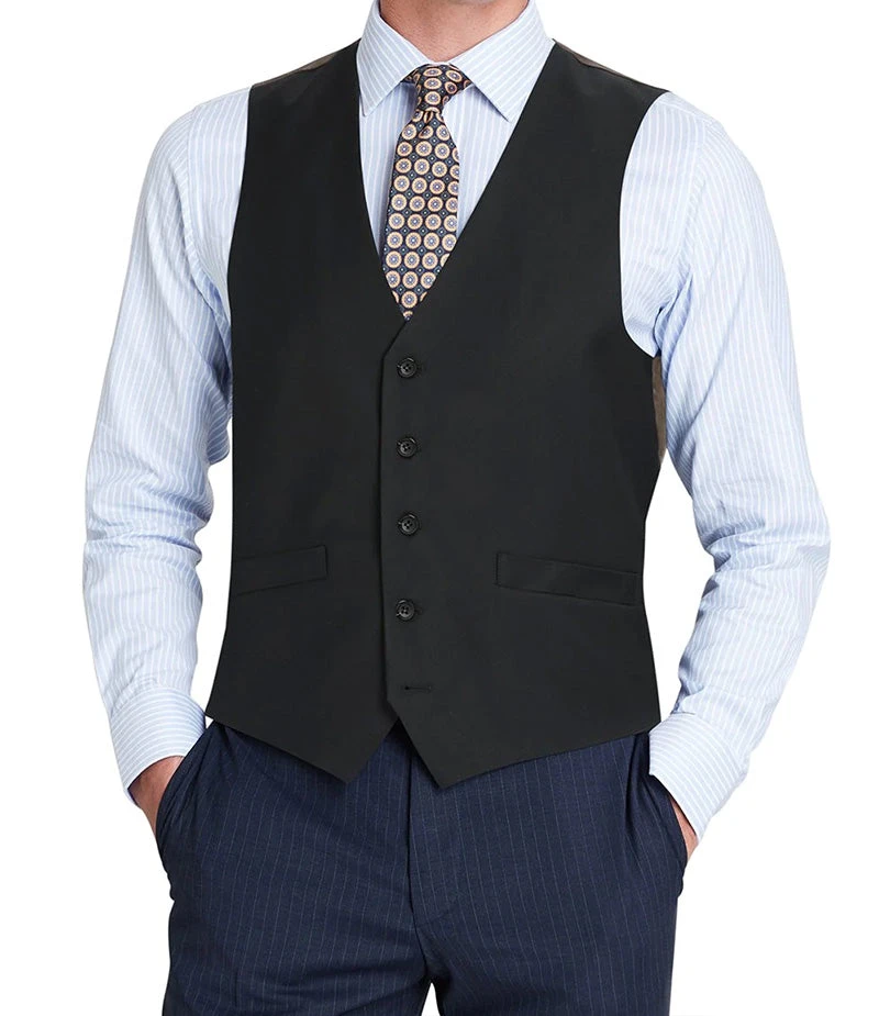 Bevagna Collection - Wool Suit Dress Vest 5 Buttons Regular Fit In Black 1 Bevagna Collection - Wool Suit Dress Vest 5 Buttons Regular Fit In Black
