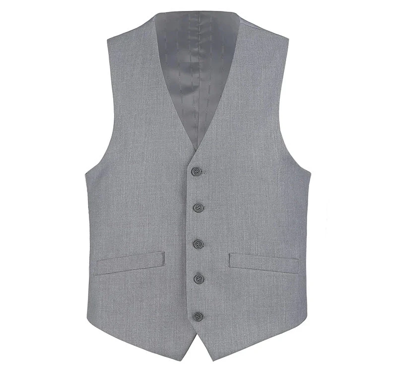 Vanderbilt Collection- Classic Dress Vest 5 Buttons Regular Fit In Gray 2 Vanderbilt Collection- Classic Dress Vest 5 Buttons Regular Fit In Gray - Image 2