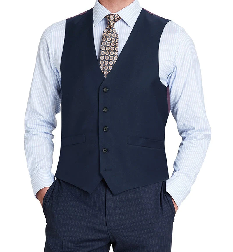 Bevagna Collection - Wool Suit Dress Vest 5 Buttons Regular Fit In Blue 1 Bevagna Collection - Wool Suit Dress Vest 5 Buttons Regular Fit In Blue