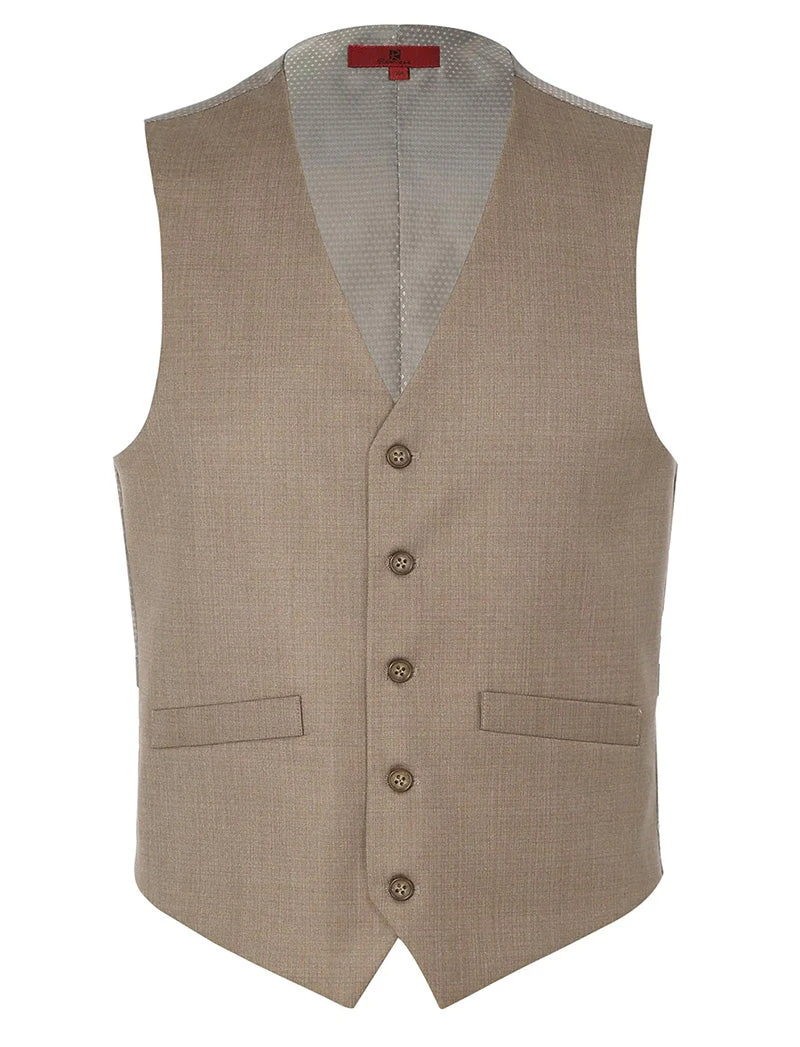 Vanderbilt Collection- Classic Dress Vest 5 Buttons Regular Fit In Taupe 1 Vanderbilt Collection- Classic Dress Vest 5 Buttons Regular Fit In Taupe