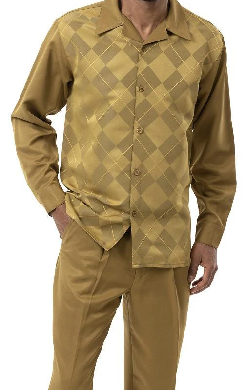 Mustard 2 Piece Long Sleeve Argyle Pattern Walking Suit 1 Mustard 2 Piece Long Sleeve Argyle Pattern Walking Suit