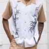 (XL) Tan Tropical Print 2 Piece Short Sleeve Walking Suit Set