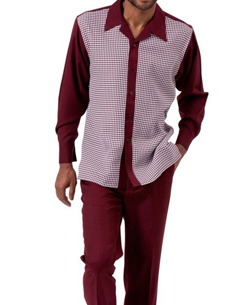 Burgundy 2 Piece Long Sleeve Walking Suit Set 1 Burgundy 2 Piece Long Sleeve Walking Suit Set