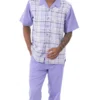 Lavender Plaid Walking Suit 2 Piece Short Sleeve Set