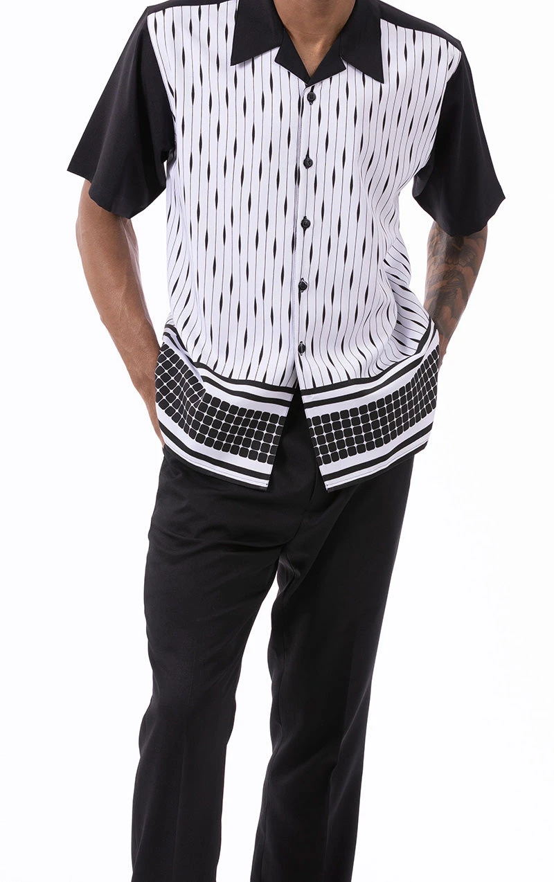 Black Abstract Design Walking Suit 2 Piece Short Sleeve Set 2 Black Abstract Design Walking Suit 2 Piece Short Sleeve Set - Image 2