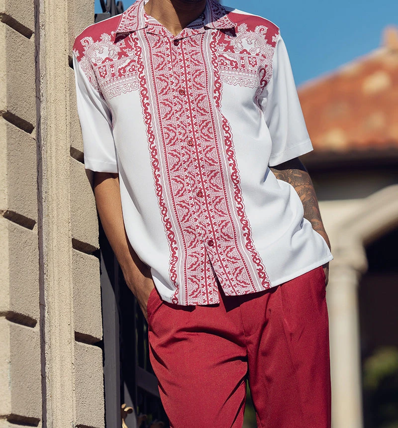 Burgundy Design Walking Suit 2 Piece Short Sleeve Set 1 Burgundy Design Walking Suit 2 Piece Short Sleeve Set