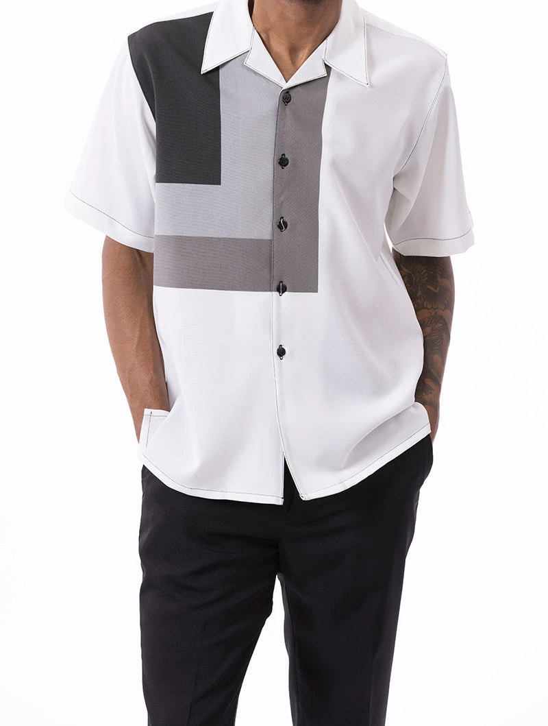 Black Geometric Design Walking Suit 2 Piece Short Sleeve Set 1 Black Geometric Design Walking Suit 2 Piece Short Sleeve Set