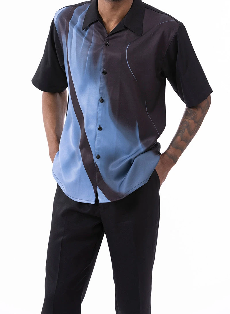 Carolina Blue Art Design Walking Suit 2 Piece Short Sleeve Set 1 Carolina Blue Art Design Walking Suit 2 Piece Short Sleeve Set