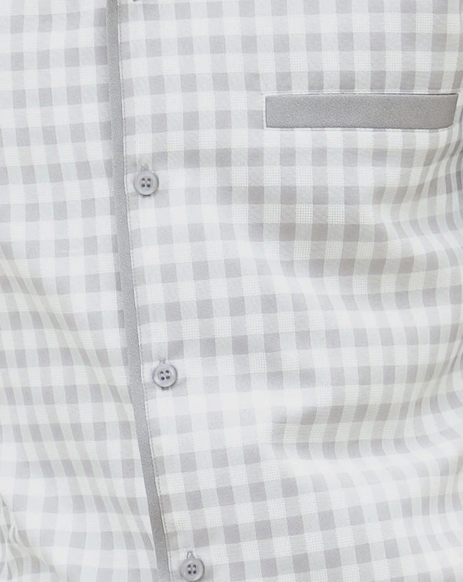 Ash Gray Checkered 2 Piece Long Sleeve Walking Suit Set 2 Ash Gray Checkered 2 Piece Long Sleeve Walking Suit Set - Image 2