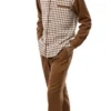 Saddle Brown Checkered 2 Piece Long Sleeve Walking Suit Set