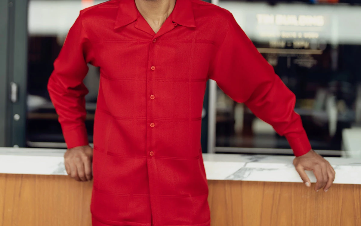 Cranberry Tone-on-Tone 2 Piece Long Sleeve Walking Suit Set 1 Cranberry Tone-on-Tone 2 Piece Long Sleeve Walking Suit Set