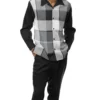 Black Tone-on-Tone Windowpane 2 Piece Long Sleeve Walking Suit Set