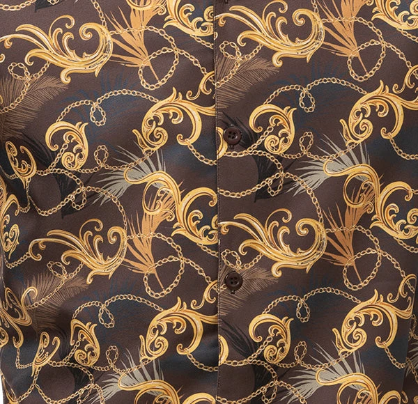 Chocolate Feather And Paisley Front Design 2 Piece Long Sleeve Walking Suit Set 2 Chocolate Feather And Paisley Front Design 2 Piece Long Sleeve Walking Suit Set - Image 2