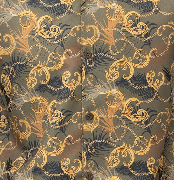 Olive Feather And Paisley Front Design 2 Piece Long Sleeve Walking Suit Set 2 Olive Feather And Paisley Front Design 2 Piece Long Sleeve Walking Suit Set - Image 2