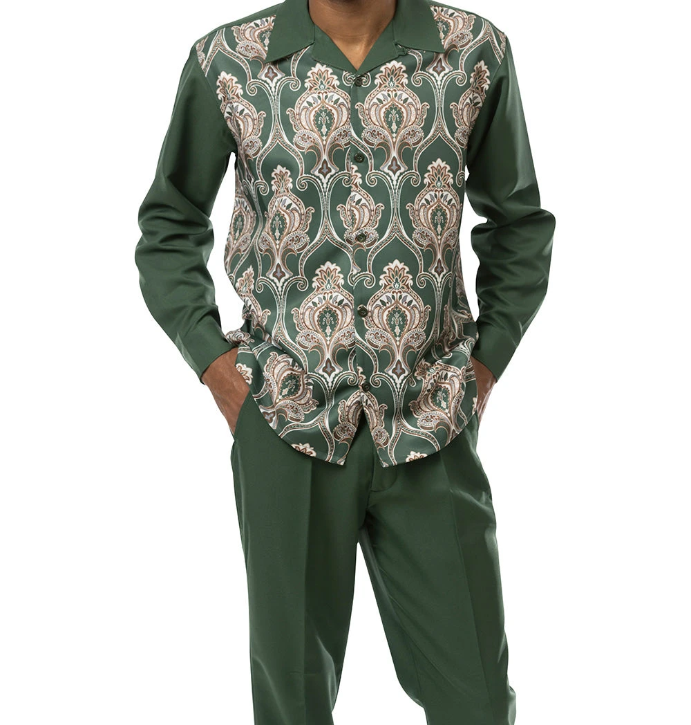 Emerald Front Print Design 2 Piece Long Sleeve Walking Suit Set 1 Emerald Front Print Design 2 Piece Long Sleeve Walking Suit Set