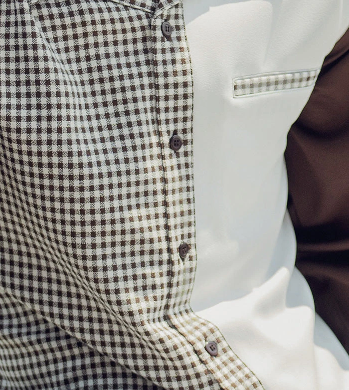 Brown Checkered 2 Piece Long Sleeve Walking Suit Set 2 Brown Checkered 2 Piece Long Sleeve Walking Suit Set - Image 2