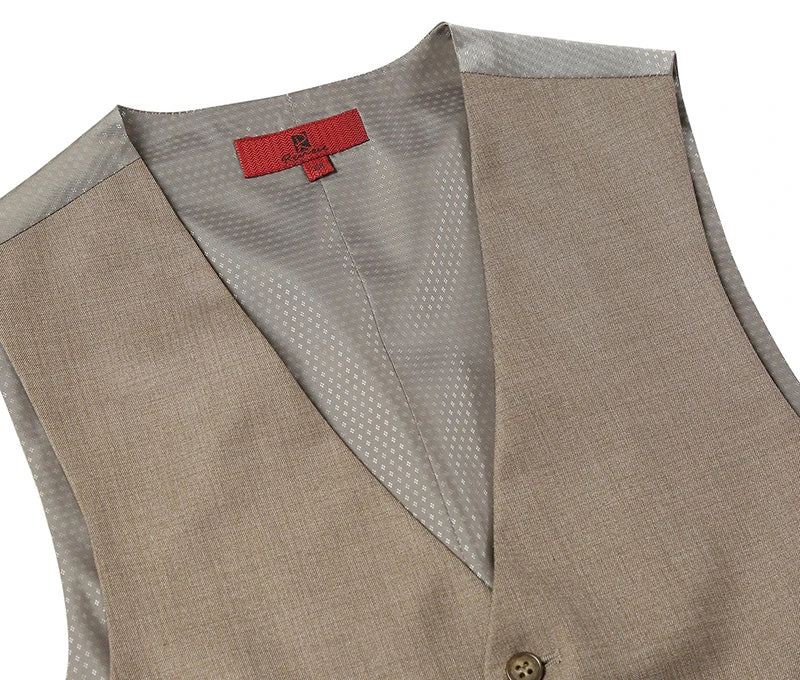 Vanderbilt Collection- Classic Dress Vest 5 Buttons Regular Fit In Taupe 3 Vanderbilt Collection- Classic Dress Vest 5 Buttons Regular Fit In Taupe - Image 3