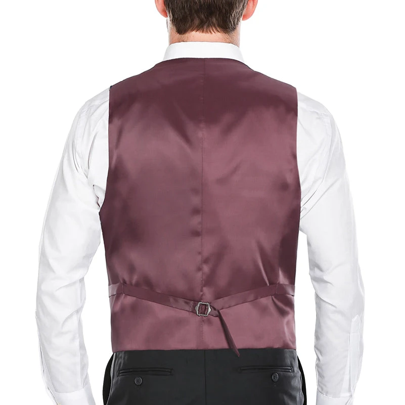 Vanderbilt Collection - Classic Dress Vest 5 Buttons Regular Fit In Burgundy 2 Vanderbilt Collection - Classic Dress Vest 5 Buttons Regular Fit In Burgundy - Image 2