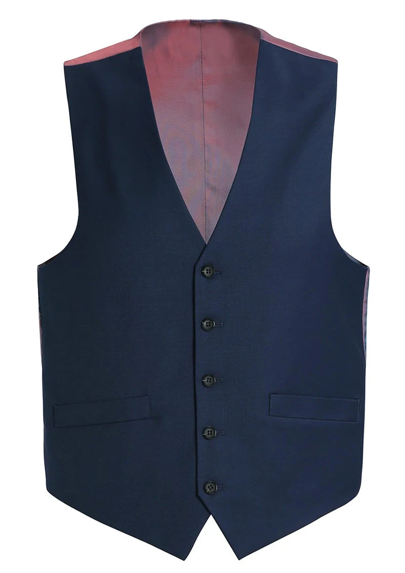 Bevagna Collection - Wool Suit Dress Vest 5 Buttons Regular Fit In Blue 2 Bevagna Collection - Wool Suit Dress Vest 5 Buttons Regular Fit In Blue - Image 2