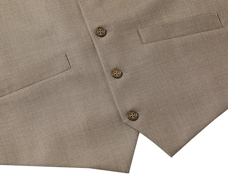Vanderbilt Collection- Classic Dress Vest 5 Buttons Regular Fit In Taupe 2 Vanderbilt Collection- Classic Dress Vest 5 Buttons Regular Fit In Taupe - Image 2