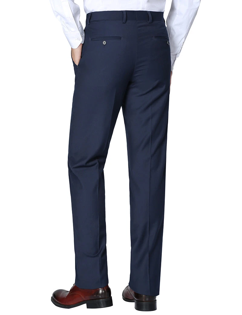 (40" Waist) 100% Wool Dress Pants Regular Leg Un-Hemmed Bottoms In Navy 2 (40" Waist) 100% Wool Dress Pants Regular Leg Un-Hemmed Bottoms In Navy - Image 2
