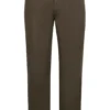 Stretch Cotton Flat Front Pants Straight Legs In Brown