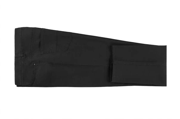 Stretch Cotton Flat Front Pants Straight Legs In Black 3 Stretch Cotton Flat Front Pants Straight Legs In Black - Image 3