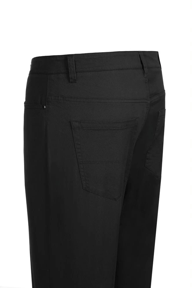 Stretch Cotton Flat Front Pants Straight Legs In Black 2 Stretch Cotton Flat Front Pants Straight Legs In Black - Image 2
