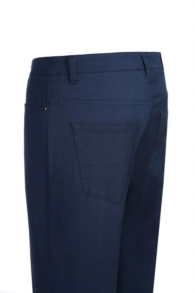 Stretch Cotton Flat Front Pants Straight Legs In Blue 2 Stretch Cotton Flat Front Pants Straight Legs In Blue - Image 2