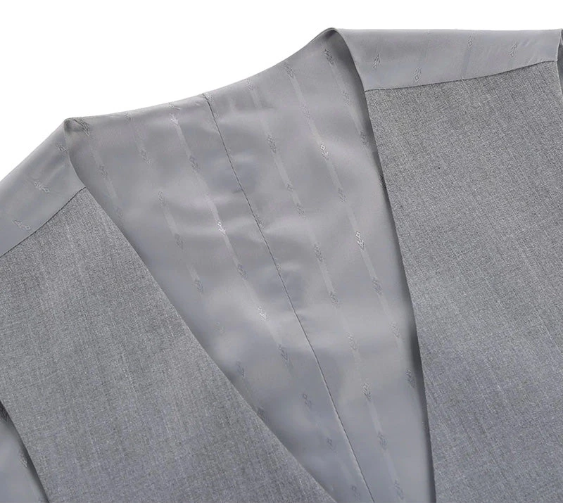 Vanderbilt Collection- Classic Dress Vest 5 Buttons Regular Fit In Gray 5 Vanderbilt Collection- Classic Dress Vest 5 Buttons Regular Fit In Gray - Image 5