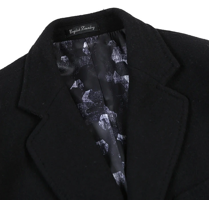 English Laundry Black Fall/Winter Essential Slim Fit Overcoat Wool Blend 3 English Laundry Black Fall/Winter Essential Slim Fit Overcoat Wool Blend - Image 3