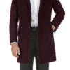 English Laundry Burgundy Fall/Winter Essential Slim Fit Overcoat Wool Blend