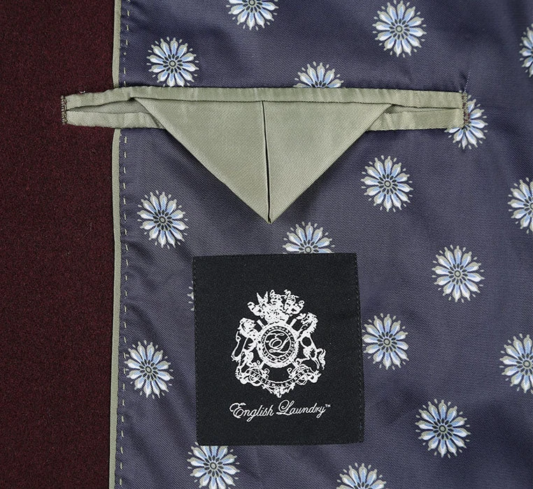 English Laundry Burgundy Fall/Winter Essential Slim Fit Overcoat Wool Blend 5 English Laundry Burgundy Fall/Winter Essential Slim Fit Overcoat Wool Blend - Image 5