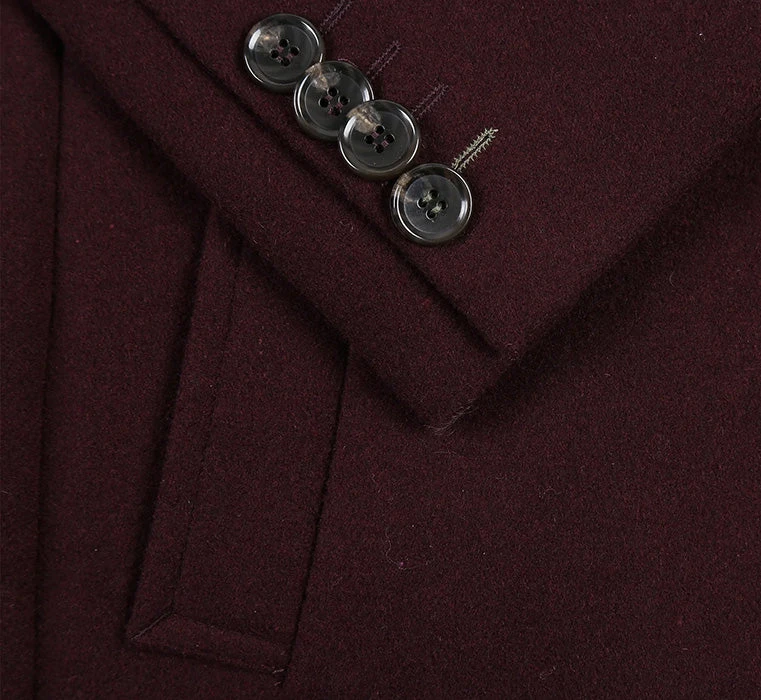 English Laundry Burgundy Fall/Winter Essential Slim Fit Overcoat Wool Blend 6 English Laundry Burgundy Fall/Winter Essential Slim Fit Overcoat Wool Blend - Image 6