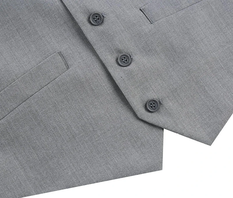 Vanderbilt Collection- Classic Dress Vest 5 Buttons Regular Fit In Gray 4 Vanderbilt Collection- Classic Dress Vest 5 Buttons Regular Fit In Gray - Image 4
