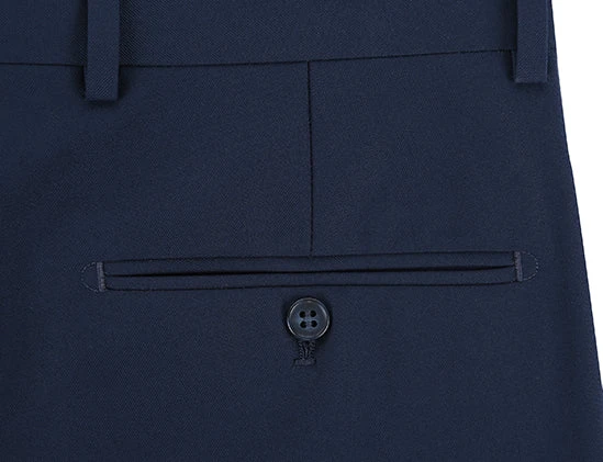 (40" Waist) 100% Wool Dress Pants Regular Leg Un-Hemmed Bottoms In Navy 3 (40" Waist) 100% Wool Dress Pants Regular Leg Un-Hemmed Bottoms In Navy - Image 3