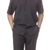 Men's 2 Piece Walking Suit Summer Short Sleeves In Black