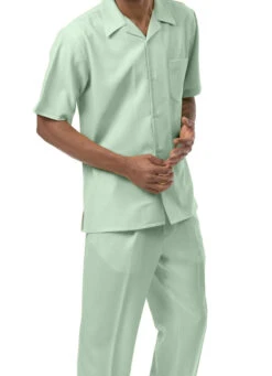 Men's 2 Piece Walking Suit Summer Short Sleeves In Apple
