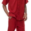 Men's 2 Piece Walking Suit Summer Short Sleeves In Cranberry