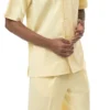 (XL/40) Men's 2 Piece Walking Suit Summer Short Sleeves In Yellow