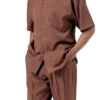 Men's 2 Piece Walking Suit Summer Short Sleeves In Cinnamon